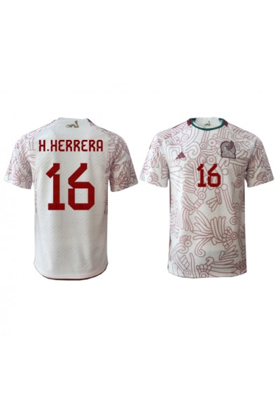 Meksiko Hector Herrera #16 Jalkapallovaatteet Vieraspaita MM-kisat 2022 Lyhythihainen